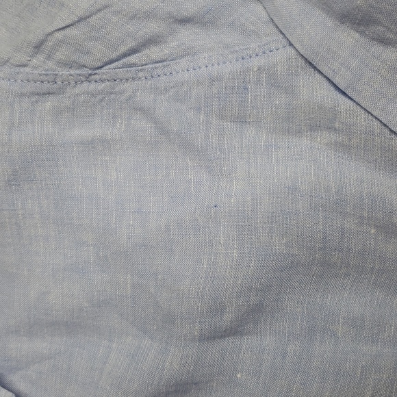Tahari Womens Essentials 100% Linen Button Up Tunic Top Size M Blue Coastal - Picture 12 of 16